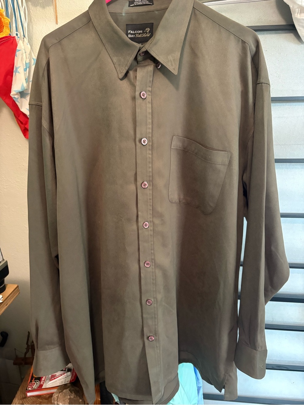 Olive Green Men's Button-Up Shirt